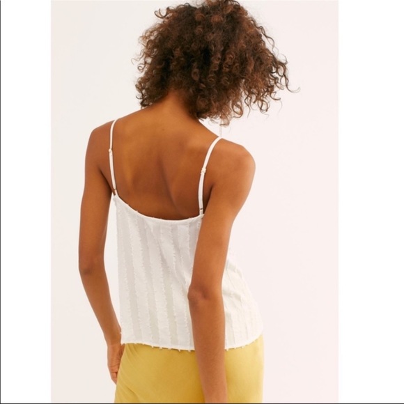 Intimately Free People White frayed geometric v neck blouse tank XS Fade Away - Picture 2 of 6